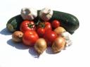 Zucchini, Tomaten, Zwiebeln, Knoblauch